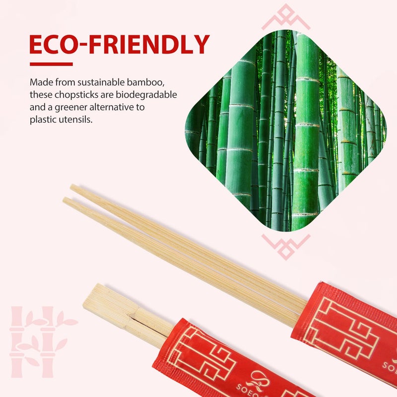 Soeos Chopsticks Disposable, Approx. 100 Sets, UV Treated Premium Disposable Chopsticks Individually Wrapped, Wooden Chopsticks Best for Japanese Sushi & Asian Dishes - Image 4